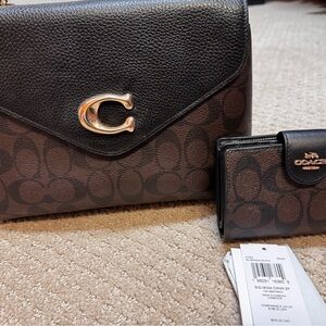 Coach Black and Brown Crossbody Bag AND matching wallet